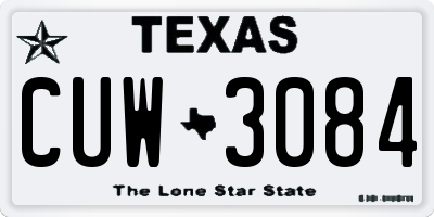 TX license plate CUW3084