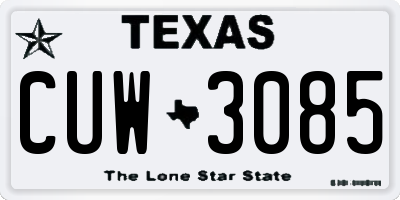 TX license plate CUW3085