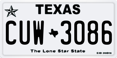 TX license plate CUW3086