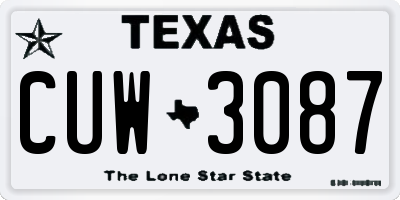 TX license plate CUW3087