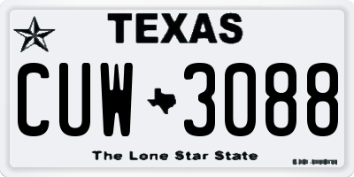 TX license plate CUW3088
