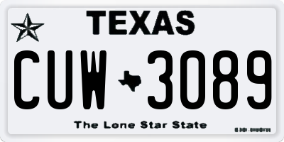 TX license plate CUW3089