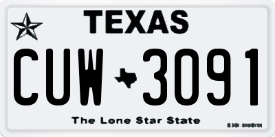 TX license plate CUW3091