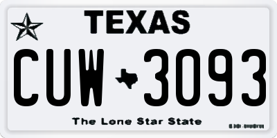 TX license plate CUW3093