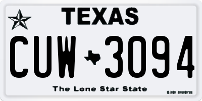 TX license plate CUW3094