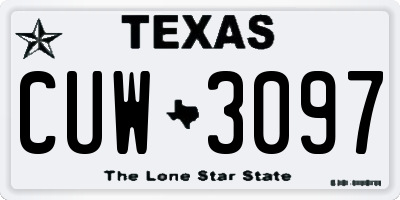 TX license plate CUW3097