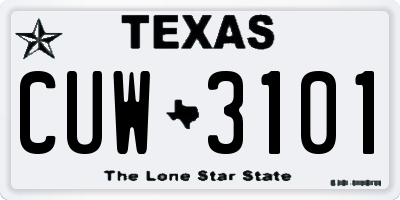 TX license plate CUW3101