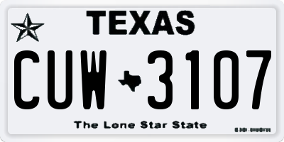 TX license plate CUW3107