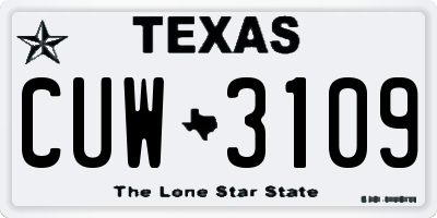 TX license plate CUW3109