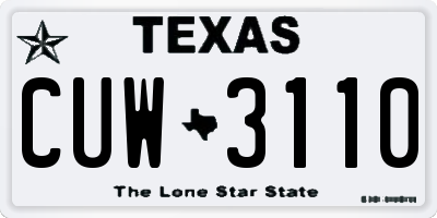 TX license plate CUW3110