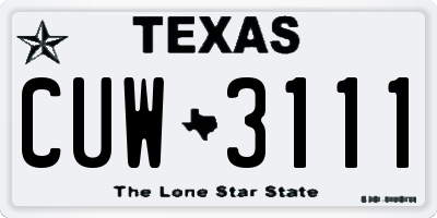 TX license plate CUW3111