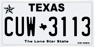 TX license plate CUW3113