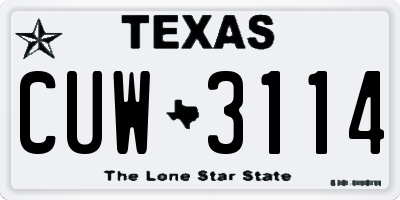 TX license plate CUW3114
