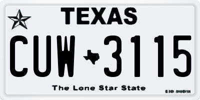 TX license plate CUW3115