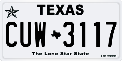 TX license plate CUW3117