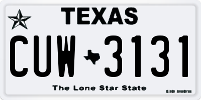 TX license plate CUW3131