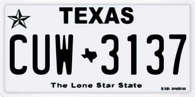 TX license plate CUW3137