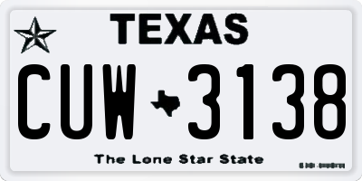 TX license plate CUW3138