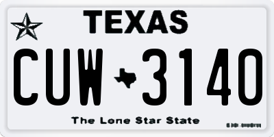 TX license plate CUW3140