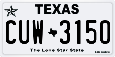TX license plate CUW3150