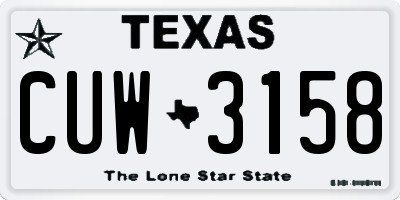 TX license plate CUW3158