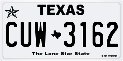 TX license plate CUW3162