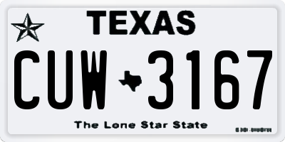 TX license plate CUW3167