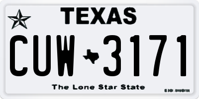 TX license plate CUW3171