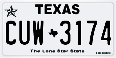 TX license plate CUW3174