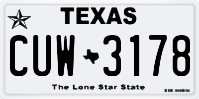 TX license plate CUW3178