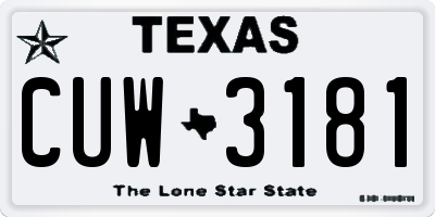 TX license plate CUW3181