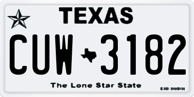 TX license plate CUW3182