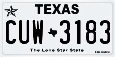 TX license plate CUW3183