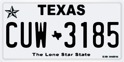 TX license plate CUW3185