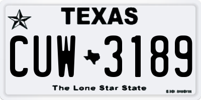 TX license plate CUW3189