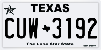 TX license plate CUW3192