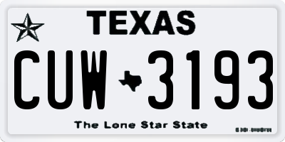 TX license plate CUW3193