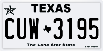 TX license plate CUW3195