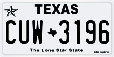 TX license plate CUW3196