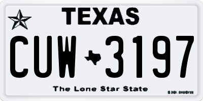 TX license plate CUW3197