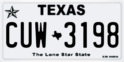 TX license plate CUW3198