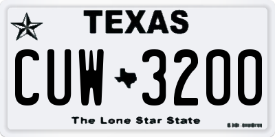 TX license plate CUW3200