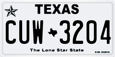 TX license plate CUW3204