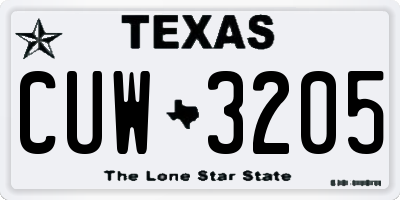 TX license plate CUW3205