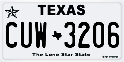 TX license plate CUW3206