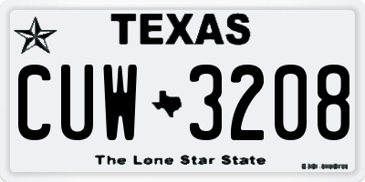 TX license plate CUW3208