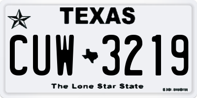 TX license plate CUW3219