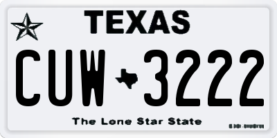 TX license plate CUW3222