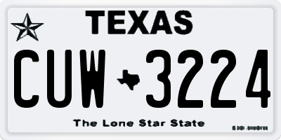 TX license plate CUW3224