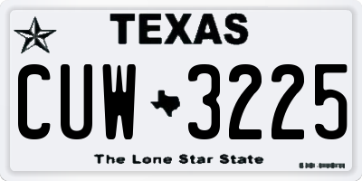 TX license plate CUW3225